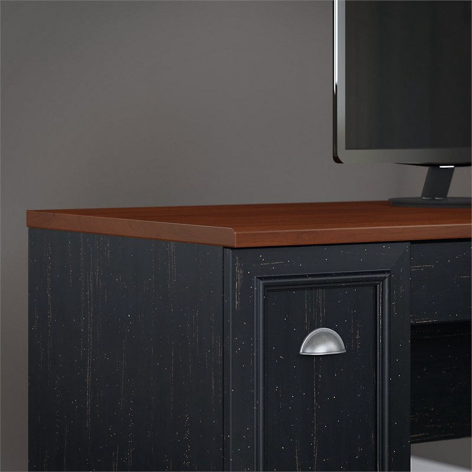 Bush Furniture Fairview L Shaped Desk with Hutch, Antique Black