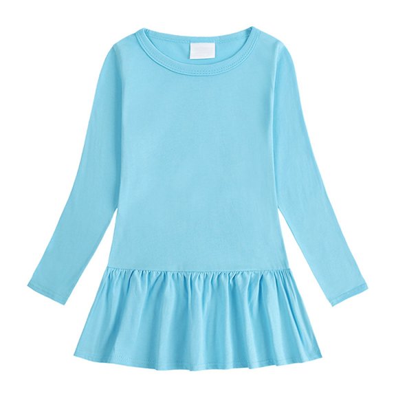 EnJoCho Kids Girls Tennis Athletic Dress Long Sleeve Crewneck, Plain Pleated Warm Soft Fall Winter Dresses for Sports Casual Activities