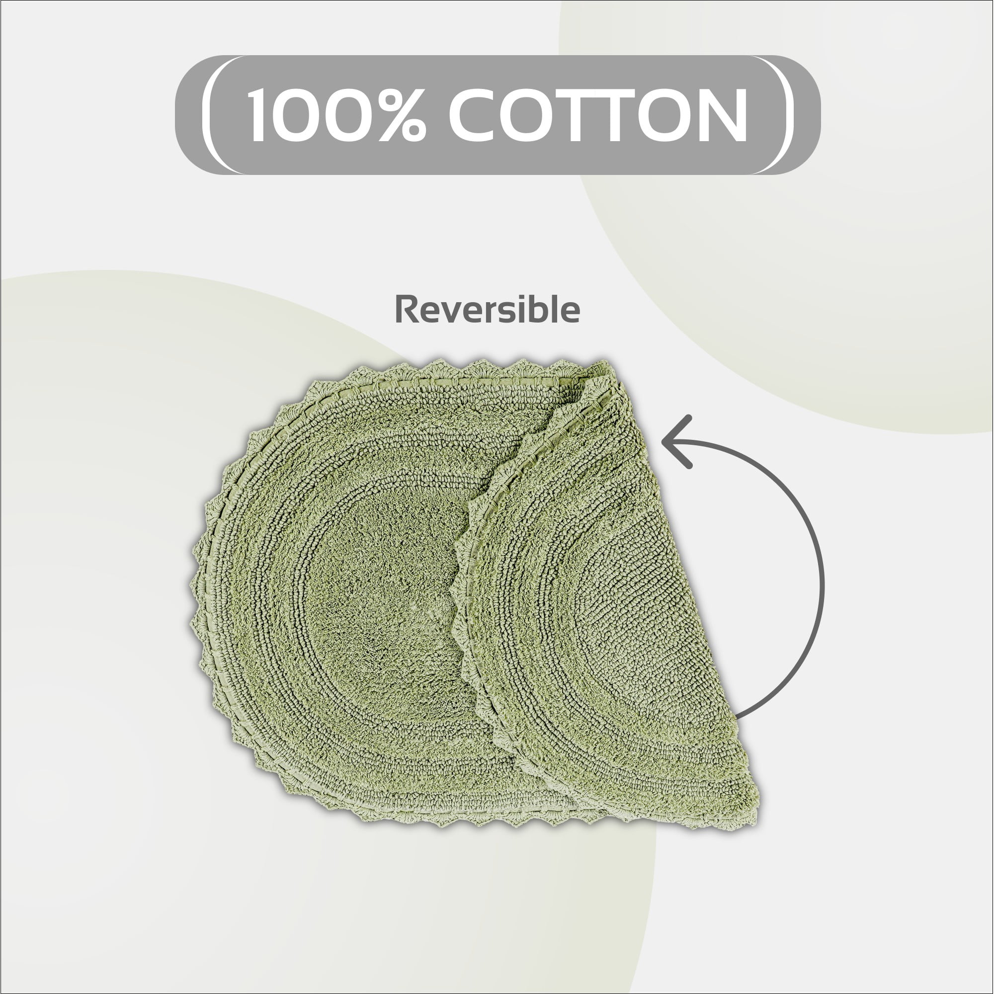 Better Trends 20" x 32" Oval Shape Bath Mat 100% Cotton Bathroom Rug Water Absorbent Bath Rug Machine Washable (Sage) Lilly Crochet Collection