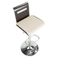 thumbnail image 5 of 42" White Leather with Wood Backrest and Adjustable Chrome Modern Base Barstool, 5 of 9