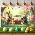 thumbnail image 3 of Pink Bunny Easter Banner Colorful Letters Peeps Backdrop Easter Eggs Carrot Decor Bunny Display for Easter Party Spring Celebration Kids Event, 3 of 9