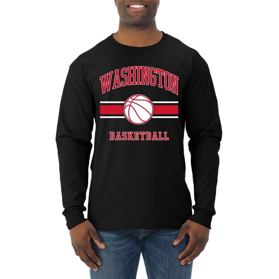 Wild Bobby City of Washington Basketball Fantasy Fan Sports Mens Long Sleeve Shirt, Black, Small