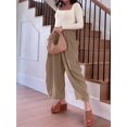 thumbnail image 5 of Womens High Waist Wide Leg Pants Loose Fit Casual Linen Blend Trousers Comfort Khaki XXXL, 5 of 7