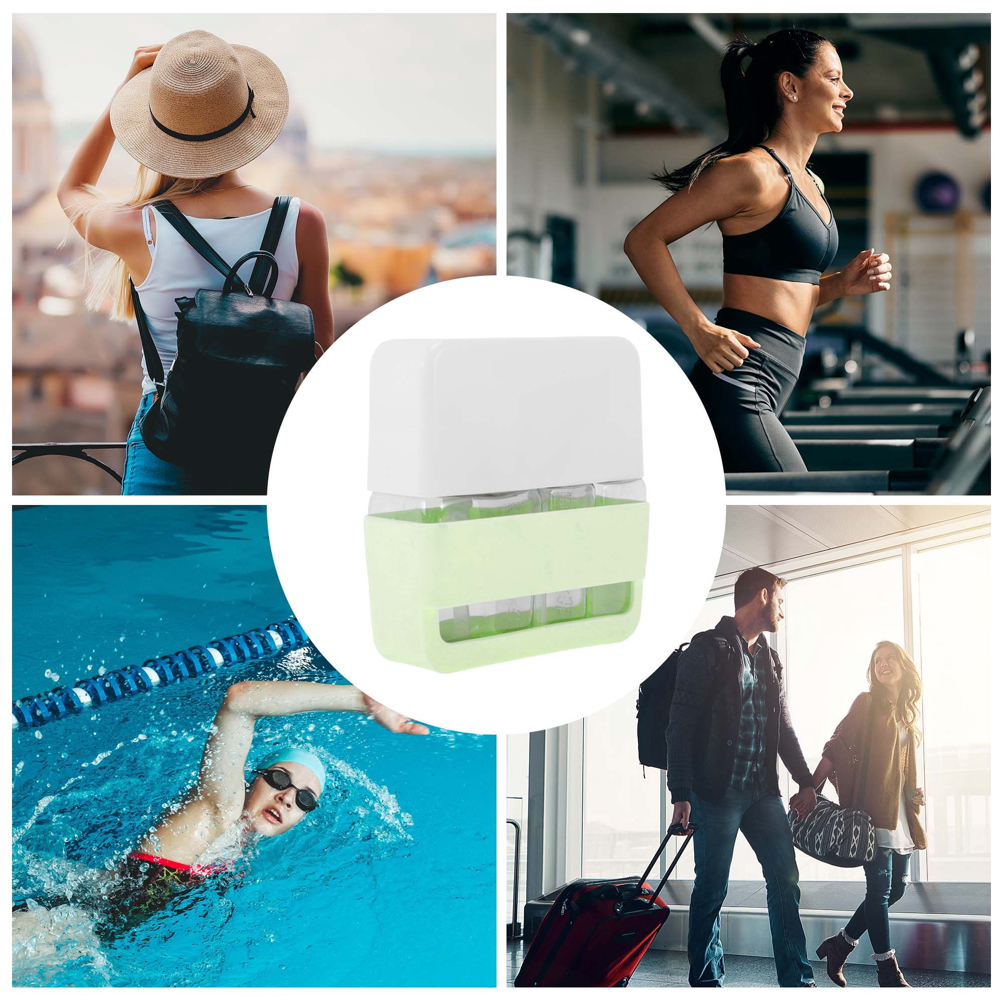 Unique Bargains Set of 3 Convenient Travel Containers Green
