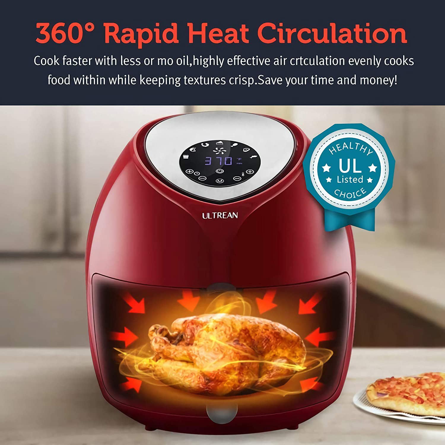  ULTREAN 5.8 Quart Air Fryer, Large Family Size Electric Hot Air  Fryers Oilless Cooker