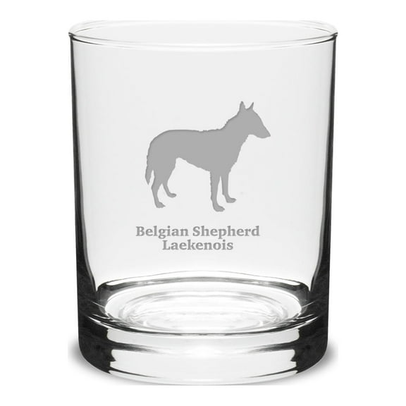 Belgian Shepherd Laekenois Deep Etched 14 oz Classic Double Old Fashion Glass