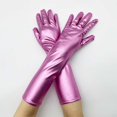 thumbnail image 2 of Metallic Shiny Long Gloves for Cosplay and Costume, Sparkle Glitter Evening Opera Gloves for Role Play, Stretchable Gloves for Halloween Party, Stage Performance Accessories for Adults and Teen Pink, 2 of 5