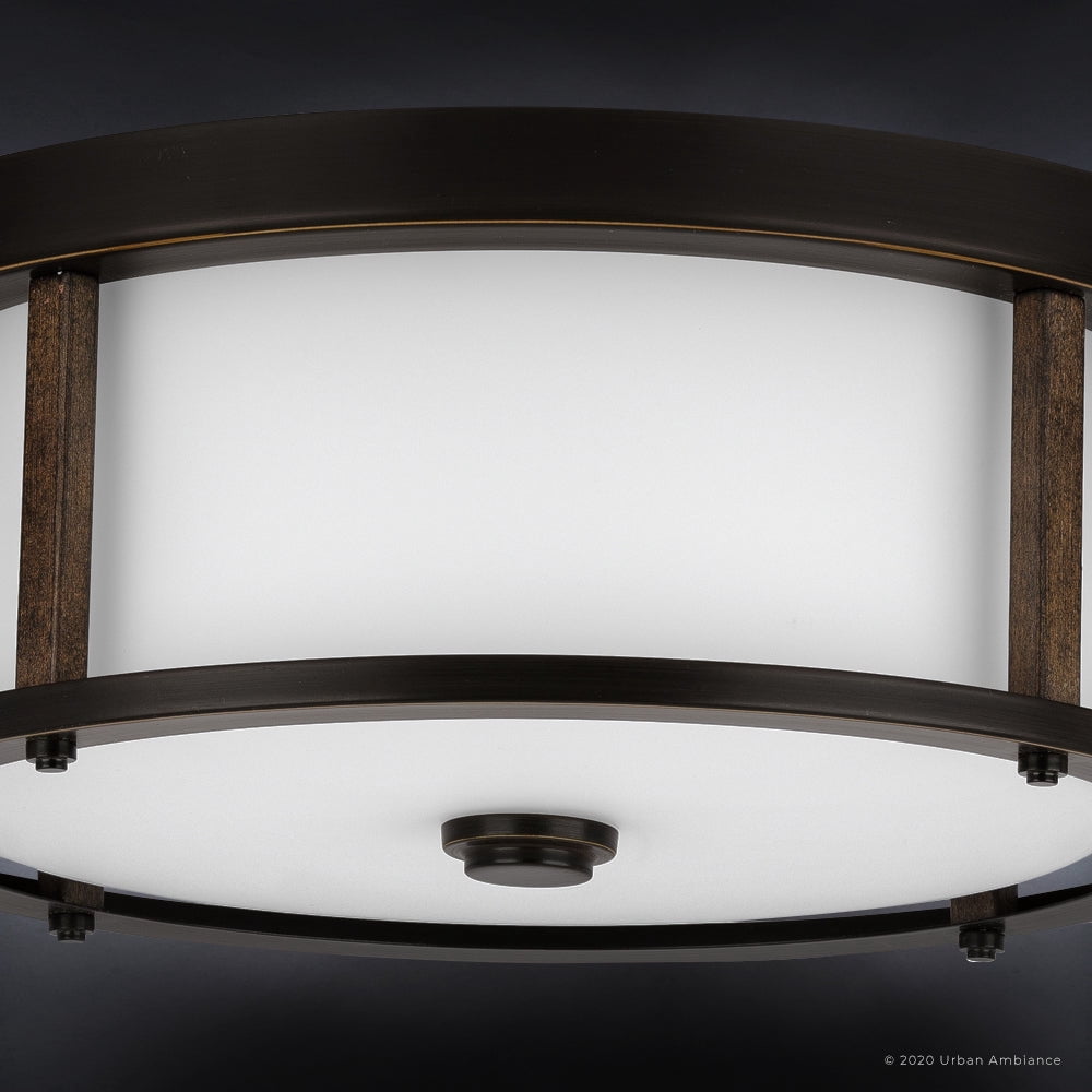 Luxury Contemporary Indoor Ceiling Light, 5.25''H x 13''W, with Transitional Style Elements, Nautical Design, Olde Bronze Finish and Clear & Etched White, UHP3211