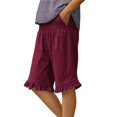 thumbnail image 6 of Women's Plus Size Knee Length Shorts High Waist Summer Beach Wide Leg Pants, 6 of 7