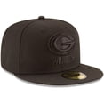 thumbnail image 2 of Men's New Era Green Bay Packers Black on Black 59FIFTY Fitted Hat, 2 of 4