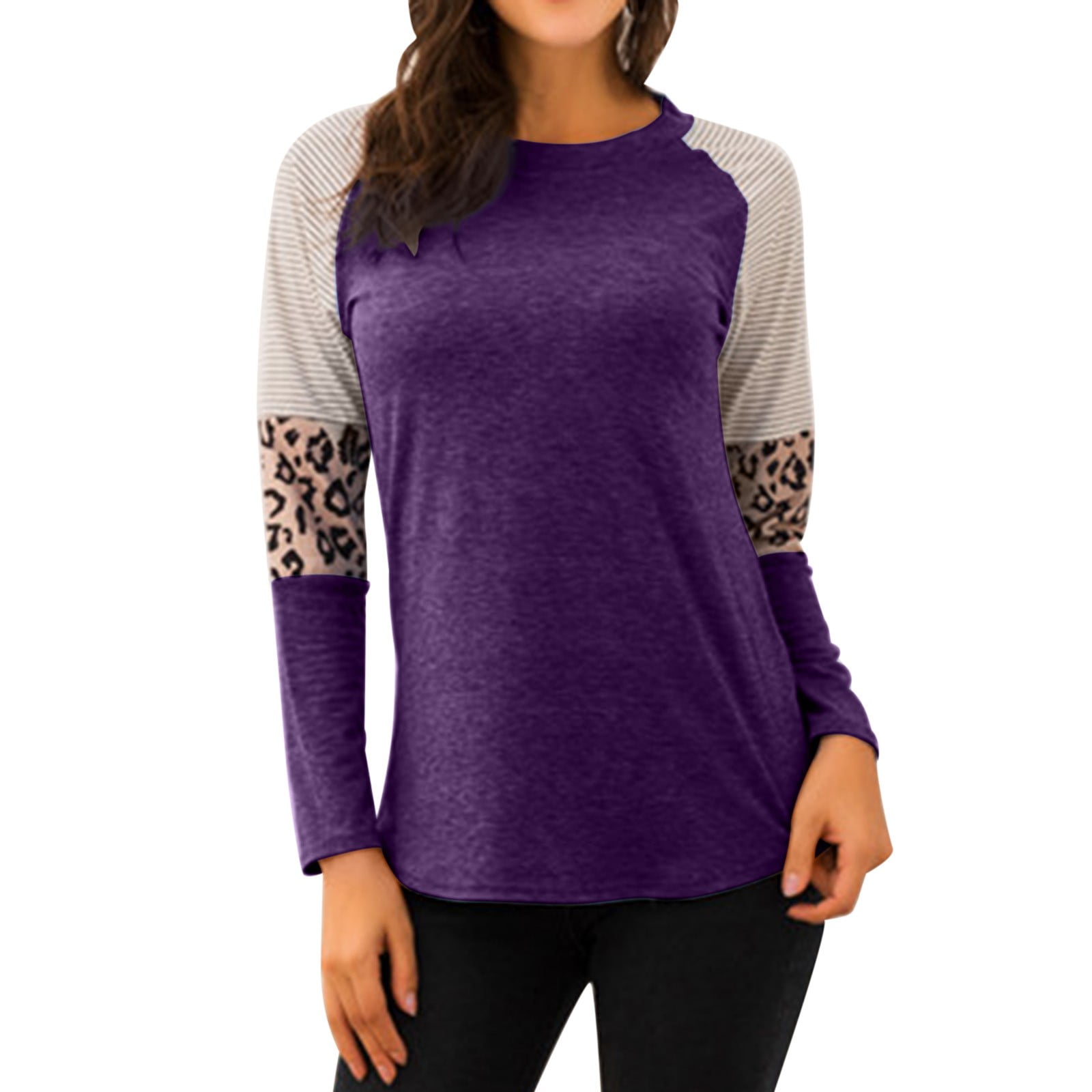 QIPOPIQ Shirts for Women ClearanceWomens Color Block Pullover Leopard Print  Sweatshirt Raglan Long Sleeve Loose Tunic Shirts Tops - Walmart.com