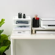 IRIS Medium 4-Drawer Compact Desktop Organizer, Stacking Desktop Unit, White-Clear, Single