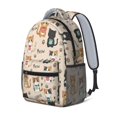 thumbnail image 2 of Cat and Cup Beige Pattern Backpack for School, Cute School Bag with Adjustable Shoulder Straps and Padded Back, 15.3"x11"x6.7", 2 of 5