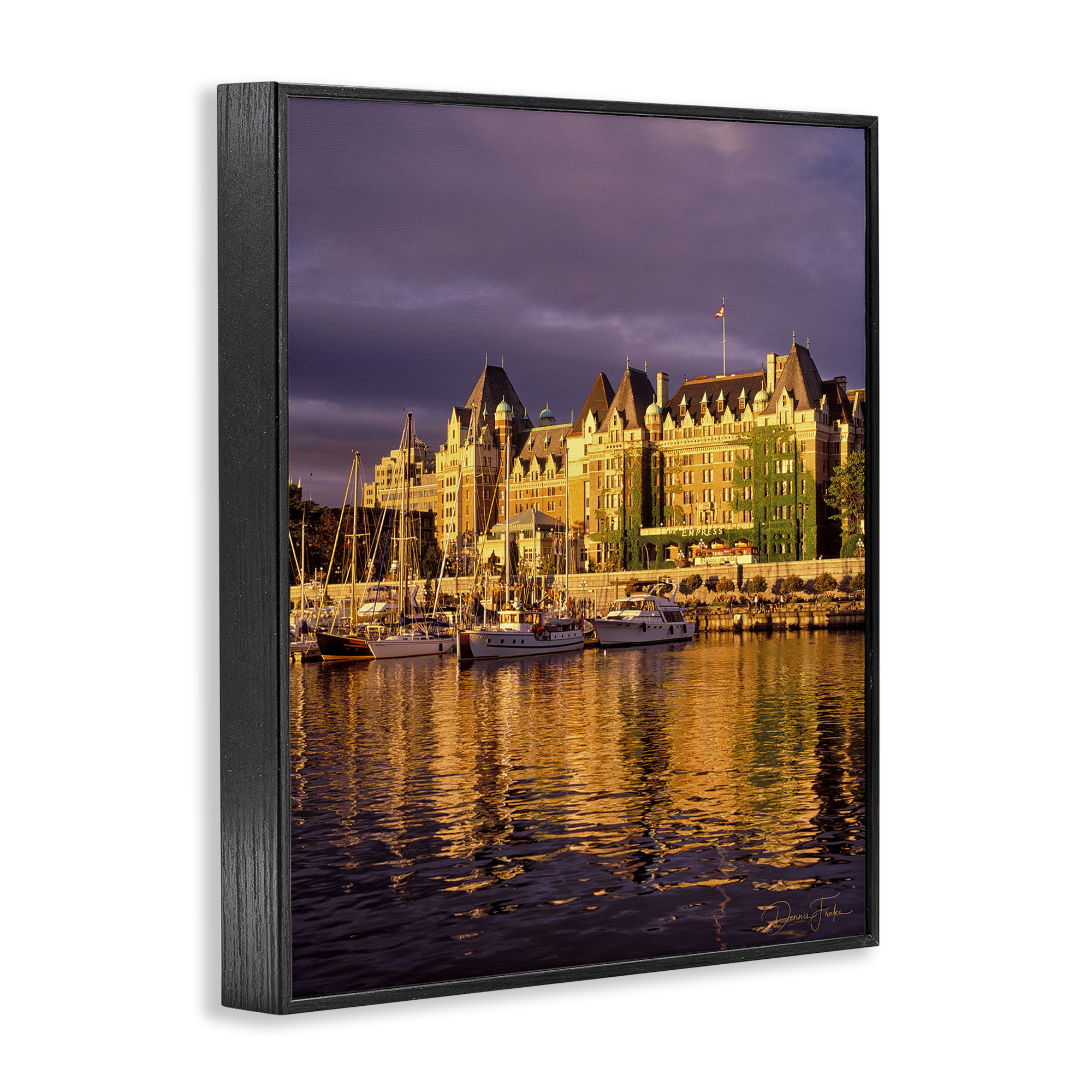 Stupell Industries City Boat Harbor Town & City Photography Black Framed Art Print Wall Art, 11 x 14
