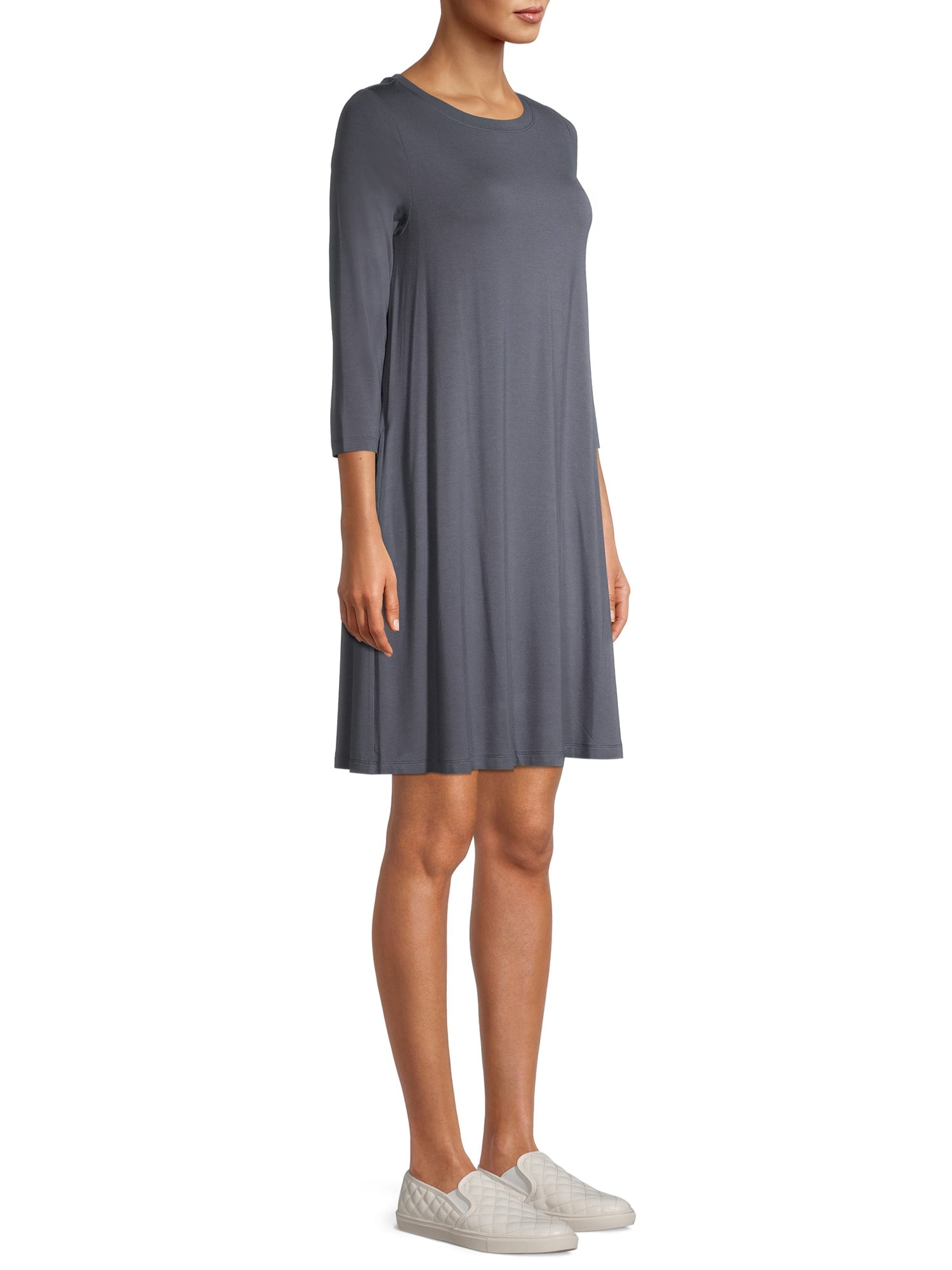 Time and Tru Women's 3/4 Sleeve Knit Dress