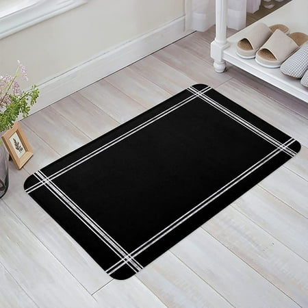 

Solid Color Sponge Doormat Indoor Bathroom Mat Absorb Water Non Slip Washable Mud Dirt Trapper Mats Rugs for Entranceinch Black 24x16 Inch