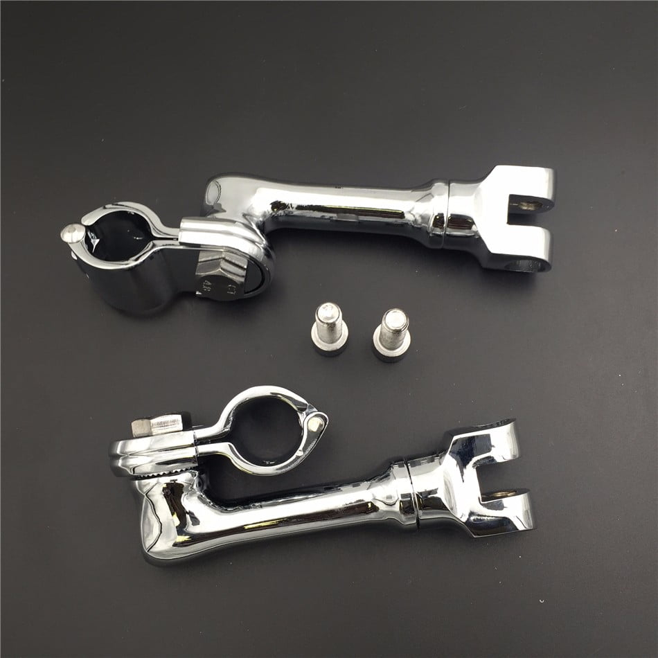 HTTMOTOR Chrome Long Angled Adjustable Highway Peg Mounting Kit For