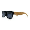 thumbnail image 6 of Thick Real Bamboo Wood Arm Square Narrow Rectangle Horn Rim Sunglasses Matte Black - Black, 6 of 8
