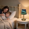 thumbnail image 5 of Modern Minimalist Cone Desk Lamp Antique Bronze Base & Linen Shade Bedside Table Lamp for Bedroom Living Room, Office, Dorm Ancient Sea Creature Medium, 5 of 8