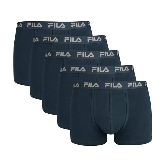 FILA Men's Boxer Shorts, 5-pack - Logo waistband, urban, cotton stretch, plain Blue XL (X-Large)