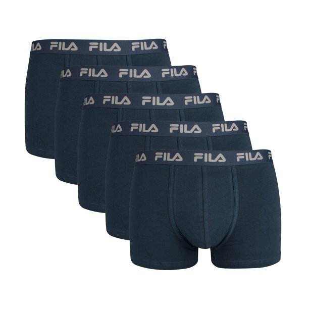FILA Calzoncillos de hombre, paquete de 5 - cintura con logo, urbano, algodón stretch, liso Azul L (Large)