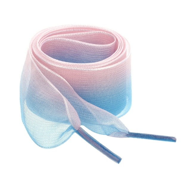 Cordones Planos Color Gradiente Cordones De Organza Cuerdas Para Zapatos 2,5 Cm De Ancho Para Mujer Azul rosado 80cm/31