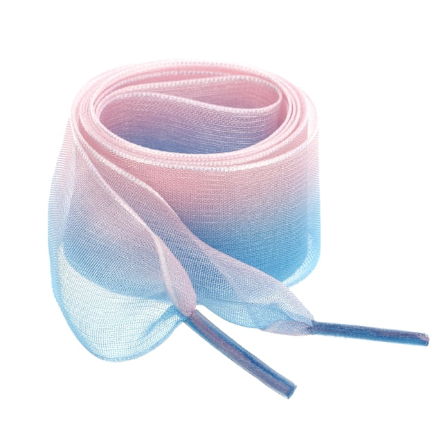 Cordones Planos Allegra K Color Gradiente Organza 2,5 Cm De Ancho Para Mujer Azul rosado 70cm/28'