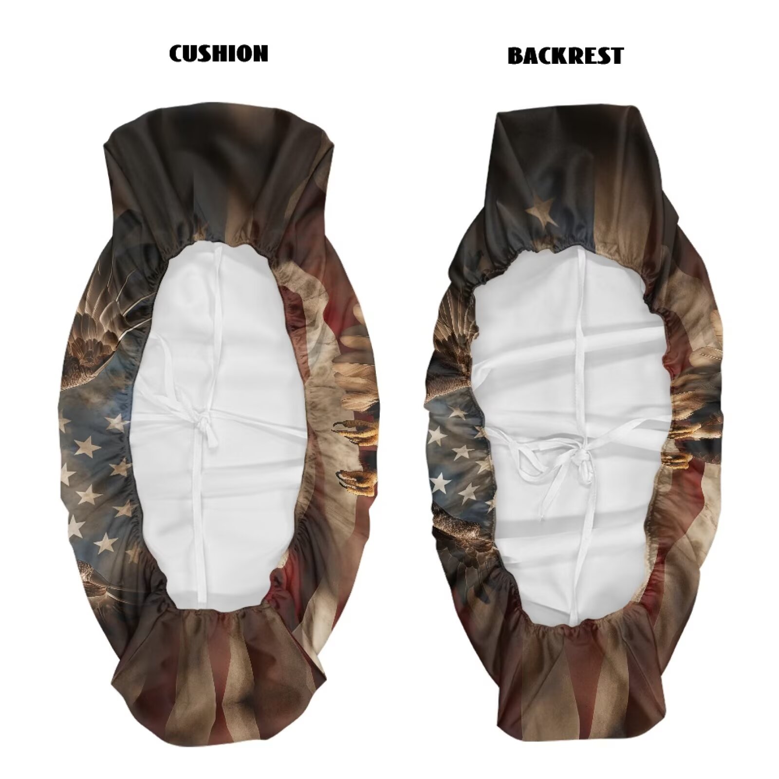 Garronmavis American Flag Eagle UTV Seat Covers for Mule Seat Accessories Parts Anti-Slip Dirt-Proof Full Protection Compatible with Kawasaki Mule 40104x4 FE(2021-2025)