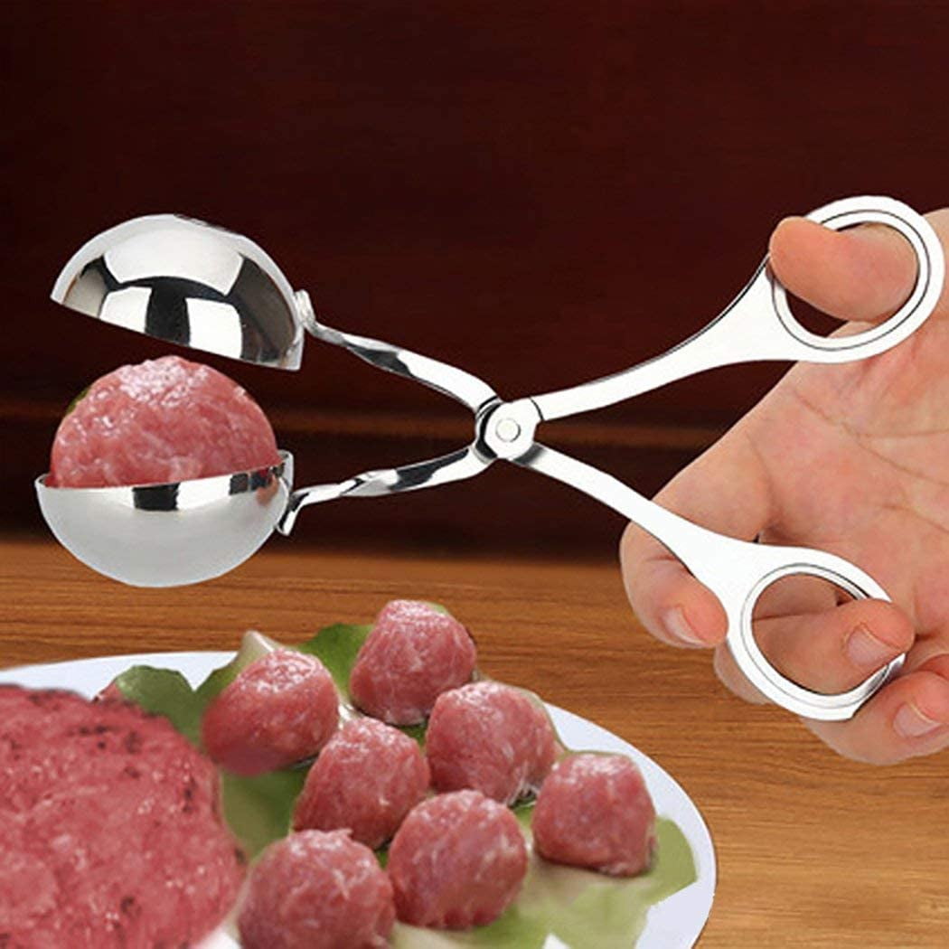 YARNOW 3pcs Meat Baller Stainless steel Meatball Tongs Cake Pop Maker Ice Tongs Cookie Dough Scoop for Kitchen 