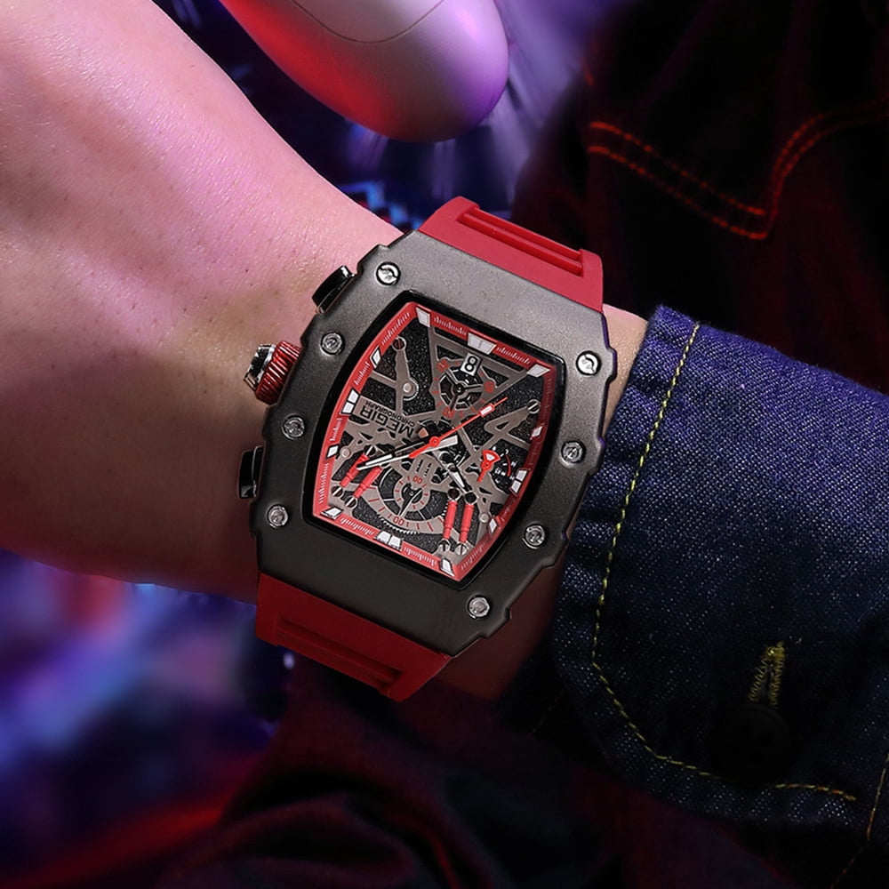 MEGIR Luxury Outdoor Sport Wristwatch for Men Silicone Strap Waterproof Calendar Watch Quartz Clock