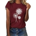 thumbnail image 2 of Womens T Shirts Women's Dandelion Printed Shirt Short Sleeve Round Neck T Shirt Fashion Top Lightweight Soft Casual Summer Outfit Clothes Tops for Women, 2 of 4