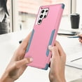 thumbnail image 7 of YEYKX Case Designed for Samsung Galaxy S23 Ultra 5G 6.8-inch,Heavy Duty Shockproof Protective 3-Layer Phone Bumper Cover With Full Body Rubber Armor Bumper Dropproof Protection,Pink+Mint, 7 of 7