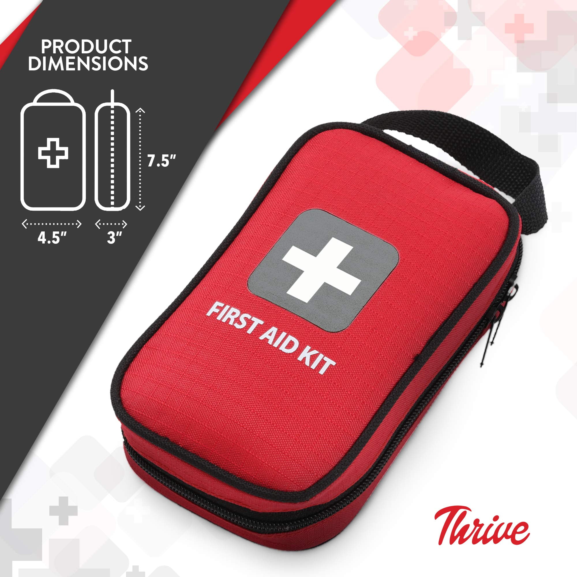 Thrive First Aid Kit (100 Pieces) - First Aid Bag with Hospital Grade  Medical Supplies - Emergency Accessories for Compact Size for Car Trip,  Camp