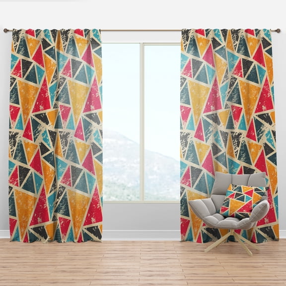 Designart 'Triangular Shapes Colourfields XXIX' Modern & Contemporary Curtain Panel
