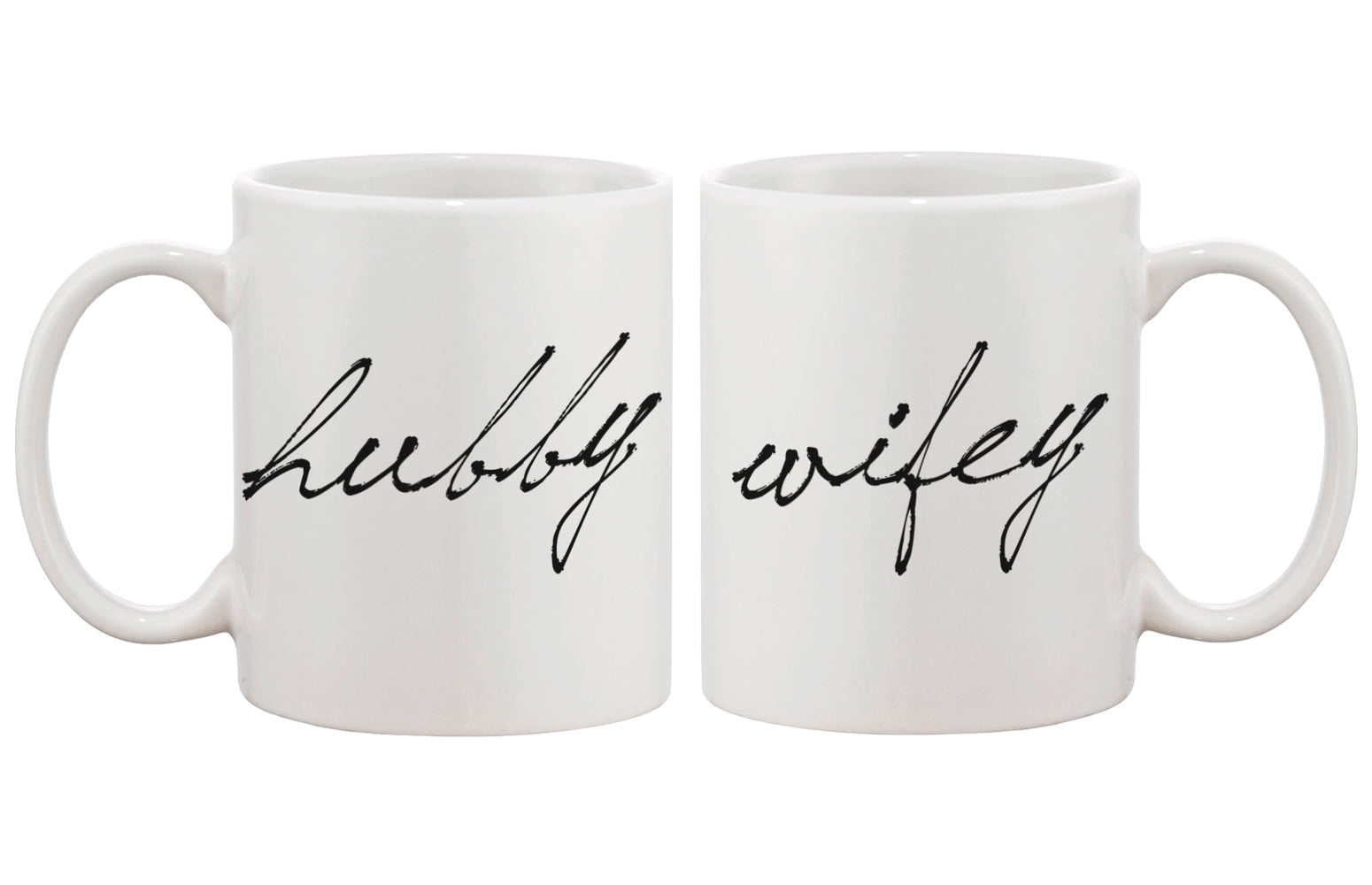WIFEY HUBBY Alankathy Mugs shot glass set white ceramic 1.5 oz 