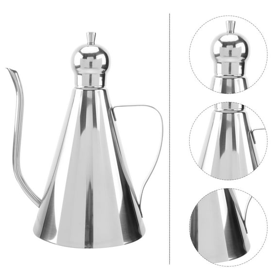 Stainless Steel Oil Dispenser Bottle: 1L Oil Dispenser Leakproof Condiment Container Non- Drip Spout Vinegar Cruet Bottle for Kitchen