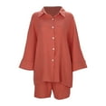thumbnail image 3 of Lightweight Crepe Casual Set For Women Comfy Long Sleeve Top And Shorts Pajama Set For Home Bathing Suits with Shorts Swimsuit for Women Shorts Womens Board Shorts for Swimming Womens Swim Shorts Suit, 3 of 7