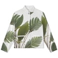 thumbnail image 4 of Jackets for Women Winter Coat Jackets Flannel Stand Collar Jacket(Tropical Palm Leaves Print,Size:S-4XL), 4 of 7