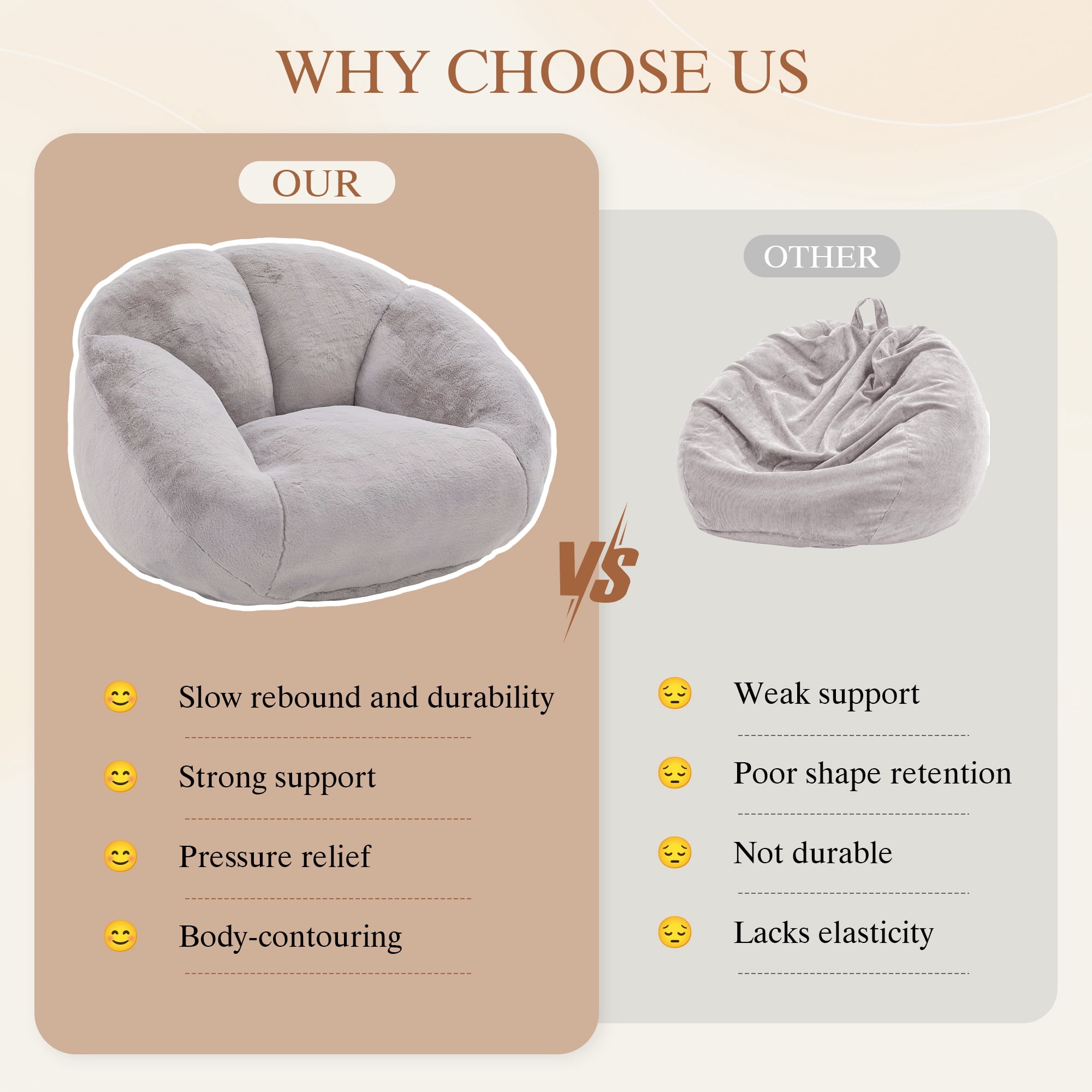MOONMISS Oversized Bean Bag Chair for Adults,Memory Foam Lazy Sofa Chair with Soft Corduroy Cover,Comfy Floor Lounger for Living Room Bedroom Dorm