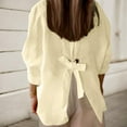 thumbnail image 4 of Summer Tops, Women Blouses, Women's Casual Summer Shirt Elegant Fashionable Top Long Sleeve V Neck Loose Button-Up Shirt with Belted Waist for Versatile Styling and Comfort, 4 of 7