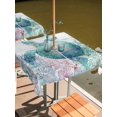 thumbnail image 2 of Outdoor Tablecloth with Umbrella Hole for Patio/Picnic/Party/Camping, Teal Sea Turtle Waterproof Table Cloth Square Cover Washable, Summer Coastal Coral Ocean Grey Wooden (60"x 60"), 2 of 8