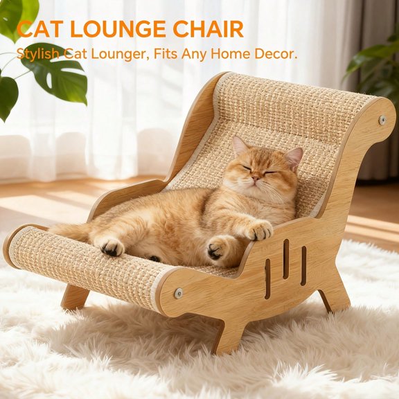 2-in-1 Natural Sisal Cat Scratcher and Lounge Chair - Oversized Scratch-Resistant Pet Sofa Bed with Durable Claw Care and Interactive Play