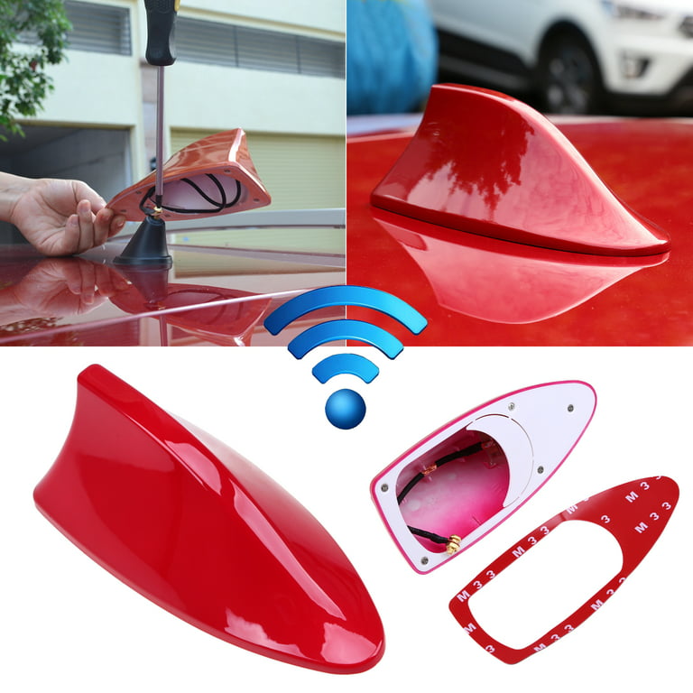 Universal Shark Fin Car Antenna AM/FM Radio Signal Roof Aerial for Auto SUV  Truck Offroad with Adhesive Base Waterproof