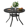 thumbnail image 3 of SUNCROWN 5-Piece Patio Dining Set, Round Metal Table with Umbrella Hole & 4 Swivel Chairs, Outdoor Furniture Set with Cushions for Backyard, Deck, Garden, Black Frame with Beige Cushions, 3 of 7
