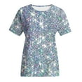 thumbnail image 5 of Silver Womens Tops Women's Short Sleeve Sequin Print Fashionable Round Neck Casual T Shirts for Women, 5 of 5