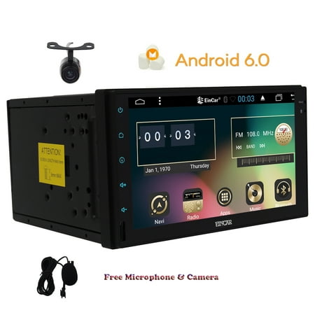 Double Din EinCar Android 6.0 Car Stereo with Backup Camera 7'' Touch Screen GPS Car Radio In Dash Navigation Vehicle Head Unit Bluetooth WiFi OBD2 Mirrorlink + External (Best In Dash Navigation With Backup Camera)