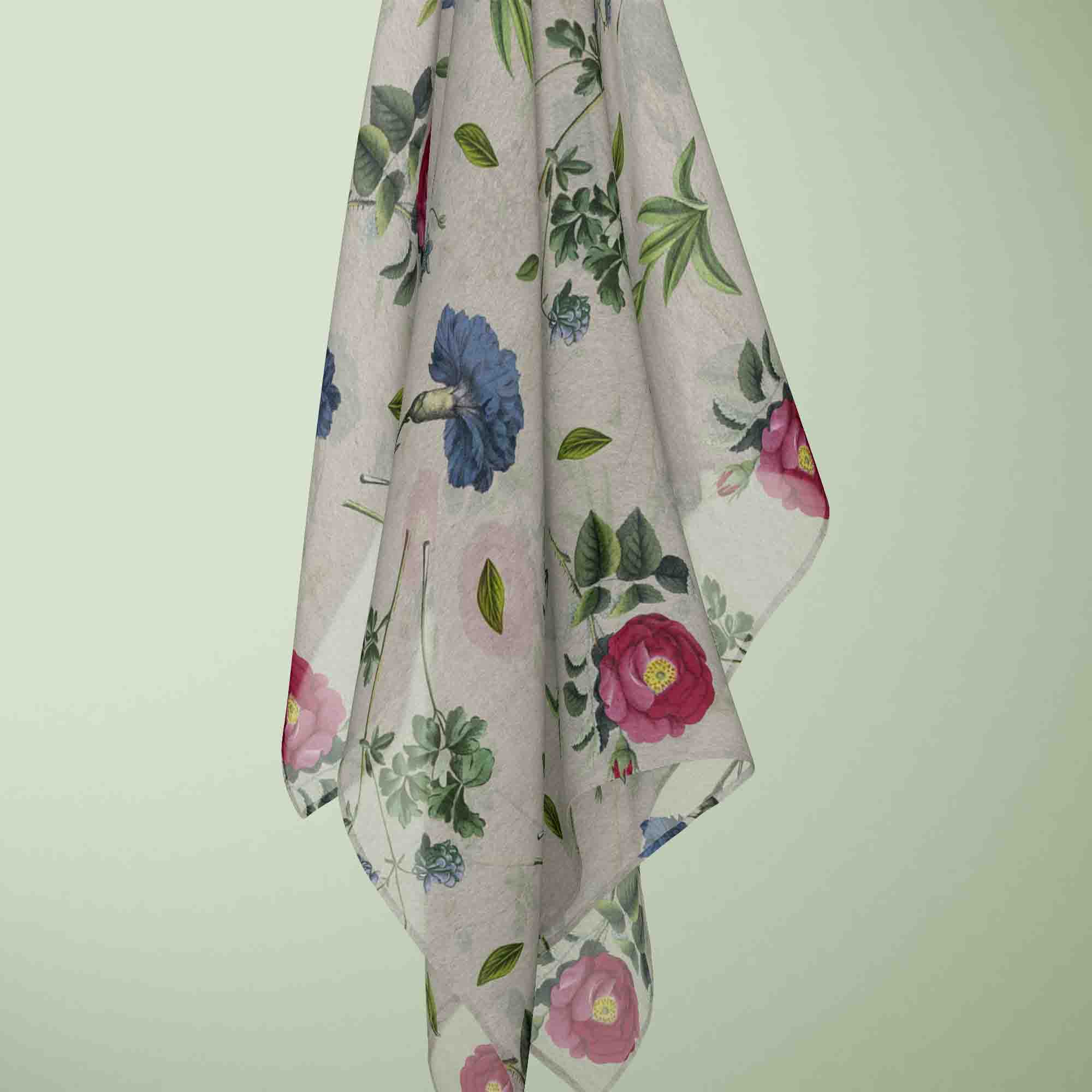 David Textiles 57" Chiffon Spring Buds Fabric By the Yard, Gray
