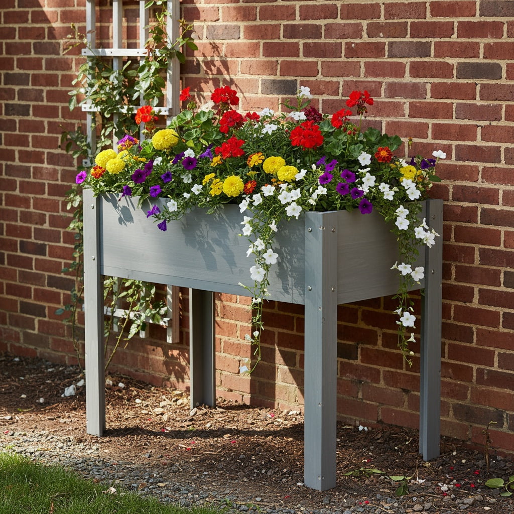 AsterOutdoor Raised Garden Bed with Legs – Elevated Wooden Planter Box 40 x 20 x 31 in for Plants, Flowers, Fruits, Vegetables & Herbs