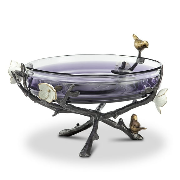 SPI Aluminum Flower and Bird Bowl Holder Glass Included