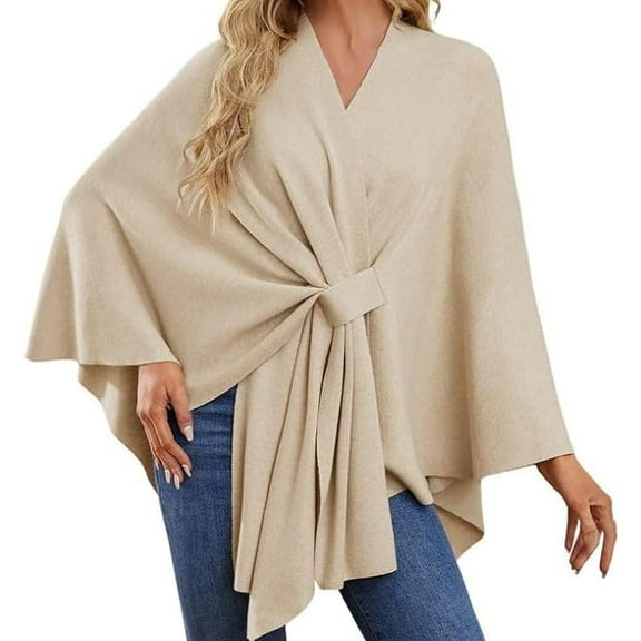 Simplifyleast Shawl Wrap, Women's Soft Open Front Poncho Sweater, Elegant Lightweight Solid Color Shawl Wra